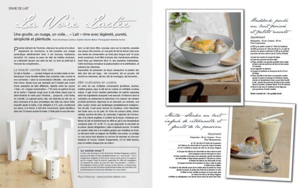 Extrait de contenu pour le CNIEL – Inscrire les produits laitiers dans une cuisine contemporaine et tendance – Milk Shake au lait infusé de citronnelle et fruits de la passion et Haddock poché au lait poivré et petits navets