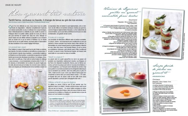 Extrait de contenu pour le CNIEL – Verrines de légumes grillées au yaourt aromatisé fines herbes, Soupe froide de pêches au yaourt et verveine