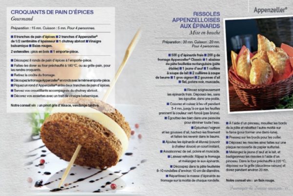 Extrait mini-magazine avec les Fromages Suisses – Croquants de pain d’épices, rissoles Appenzelloises aux épinards