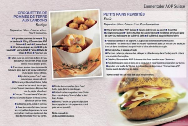 Extrait mini-magazine avec les Fromages Suisses – Croquettes de pommes de terre aux lardons, Petits pains revisités