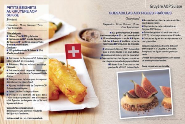 Extrait mini-magazine avec les Fromages Suisses – Petits beignets au gruyère AOP Suisse, Quesadillas aux figues fraiches