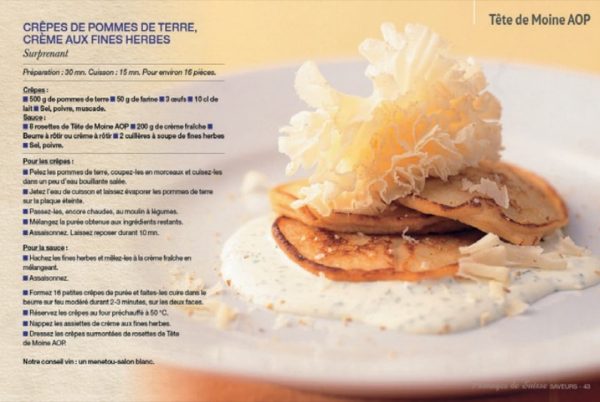 Extrait mini-magazine avec les Fromages Suisses – Crêpes de pommes de terre, crème aux fines herbes