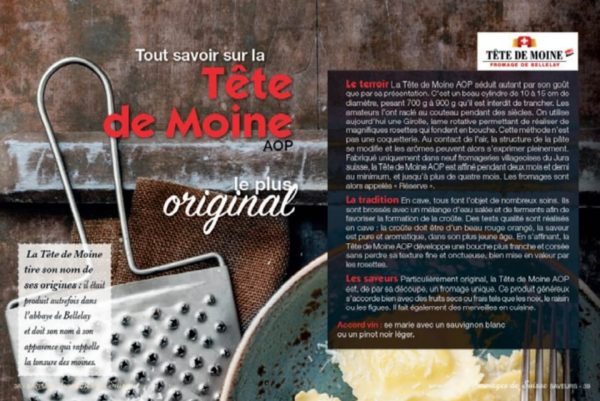Extrait mini-magazine avec les Fromages Suisses – Tête de Moine AOP Suisse