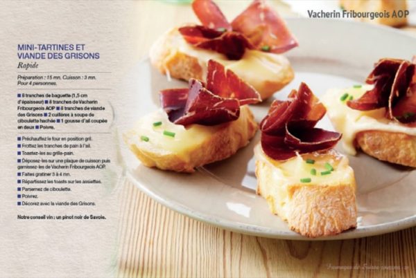 Extrait mini-magazine avec les Fromages Suisses – Mini-tartines et viande des grisons