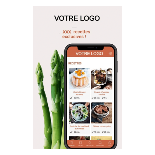 Application mobile de recettes aux couleurs de votre marque