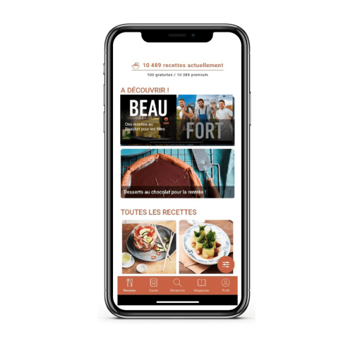 Vignette pub sur l’application mobile SAVEURS RECETTES – Mock up pour les fromages de Savoie (Le Beaufort)